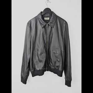[SOLD] SAINT LAURENT PARIS Sz IT 52 US 42 L Black Leather Bomber Jacket SS2020